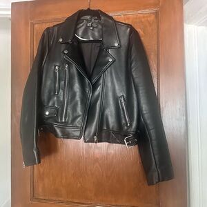 Zara Black Biker Jacket- Faux Leather